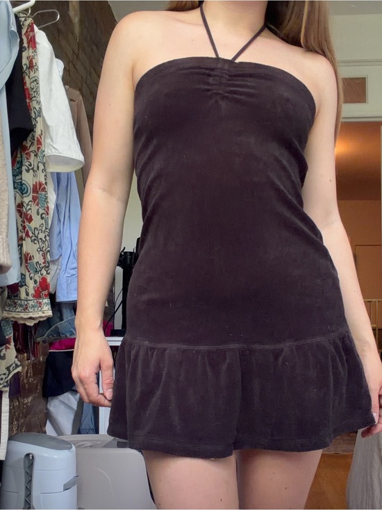 Juicy Couture Dresses & Skirts - Vintage Juicy Couture Black Strapless Halter Velvet Mini Dress